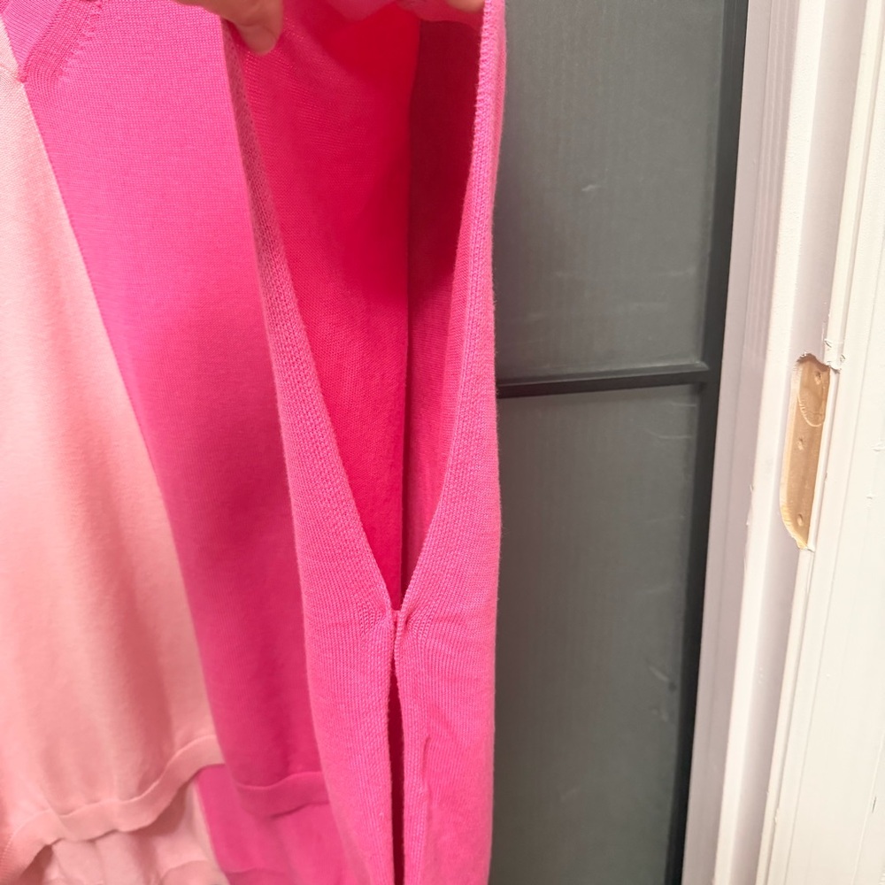 NOC Color Block Pink Knit Oversized Top Resort Swim Cover Up Coquette Y2K Size L - Picture 5 of 7
